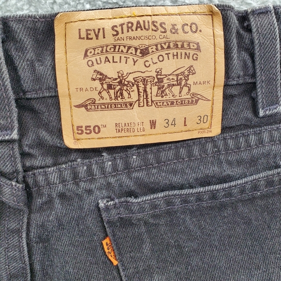 Vintage Levis 550 Orange Tab Relaxed Fit Black Jeans Mens Size 34 x 30 - Picture 5 of 8
